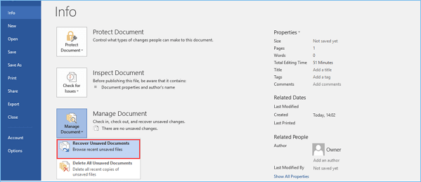 Recover Unsaved Office Documents