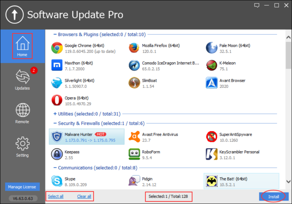 Allows you to enable or disable beta software scanning. Provides notifications of available software updates. Supported by a growing software library.